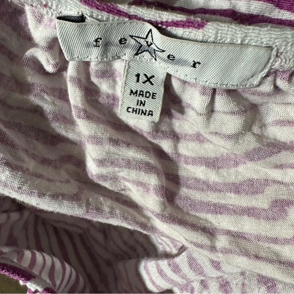 Fever women's 1X striped blouse with embroidered bottom - Picture 4 of 4